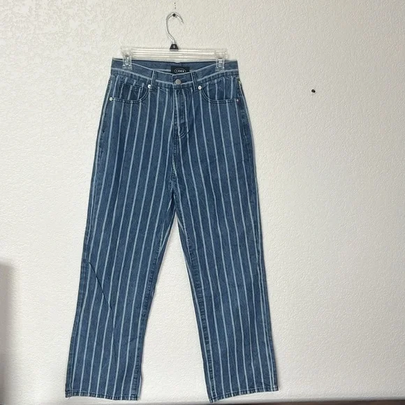 Cider Denim Pants Striped White and Blue size Medium - Picture 2 of 11